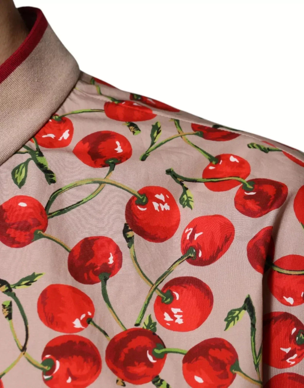 Dolce & Gabbana Beige Cherry Nylon Buttoned Casual Shirt - Zeiniez