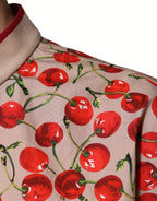 Dolce & Gabbana Beige Cherry Nylon Buttoned Casual Shirt - Zeiniez