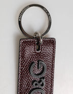 Dolce & Gabbana Dark Brown Leather Logo Metal Ring Men Keychain Keyring - Zeiniez