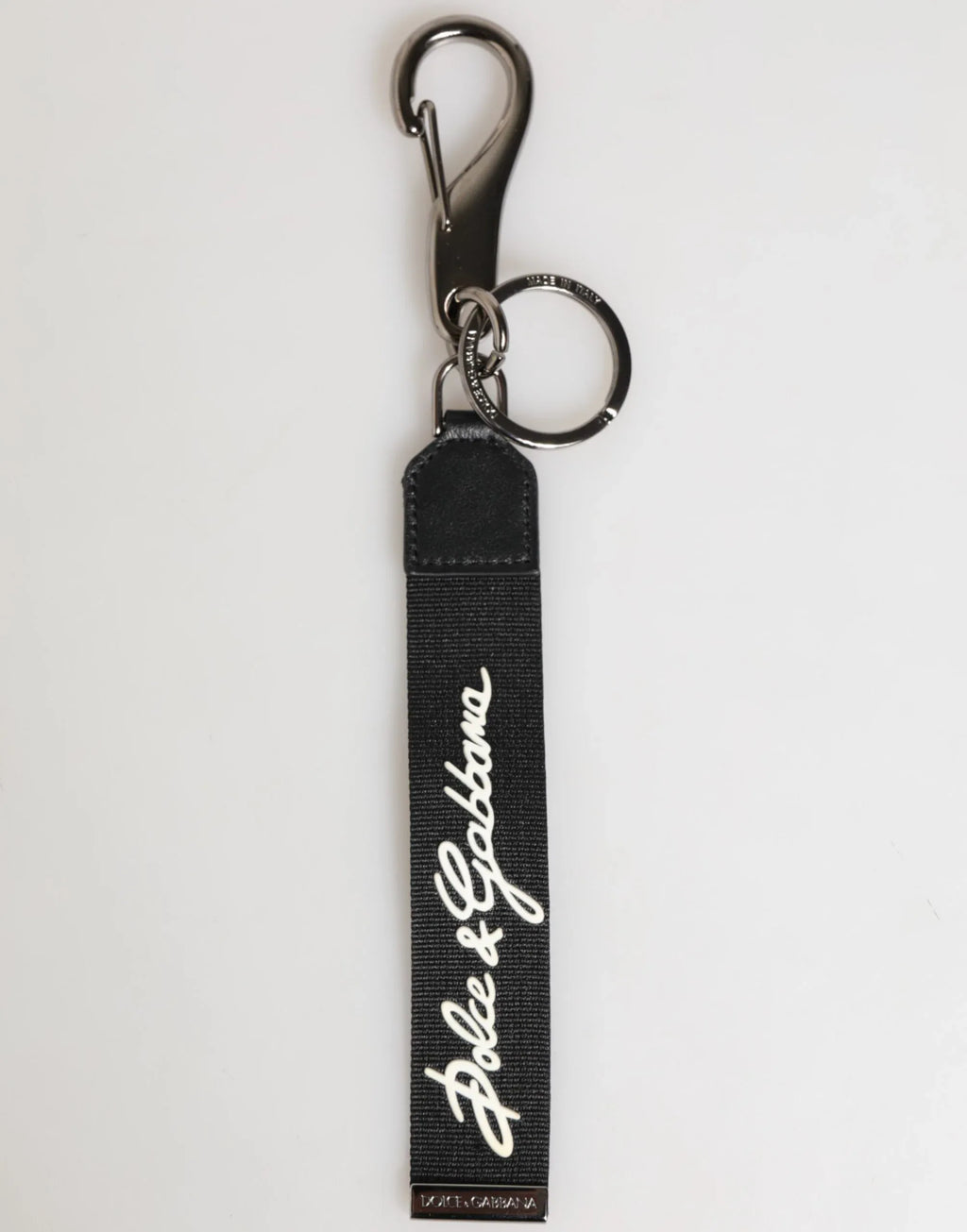 Dolce & Gabbana Black White Polyester DG Logo Silver Men Keychain Keyring - Zeiniez