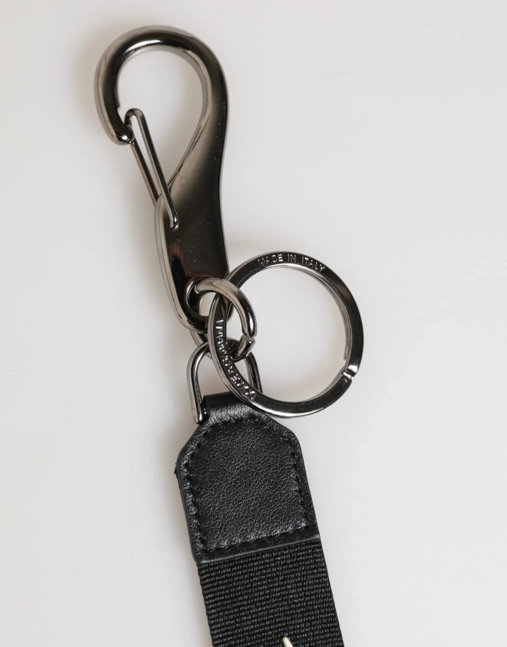 Dolce & Gabbana Black White Polyester DG Logo Silver Men Keychain Keyring - Zeiniez