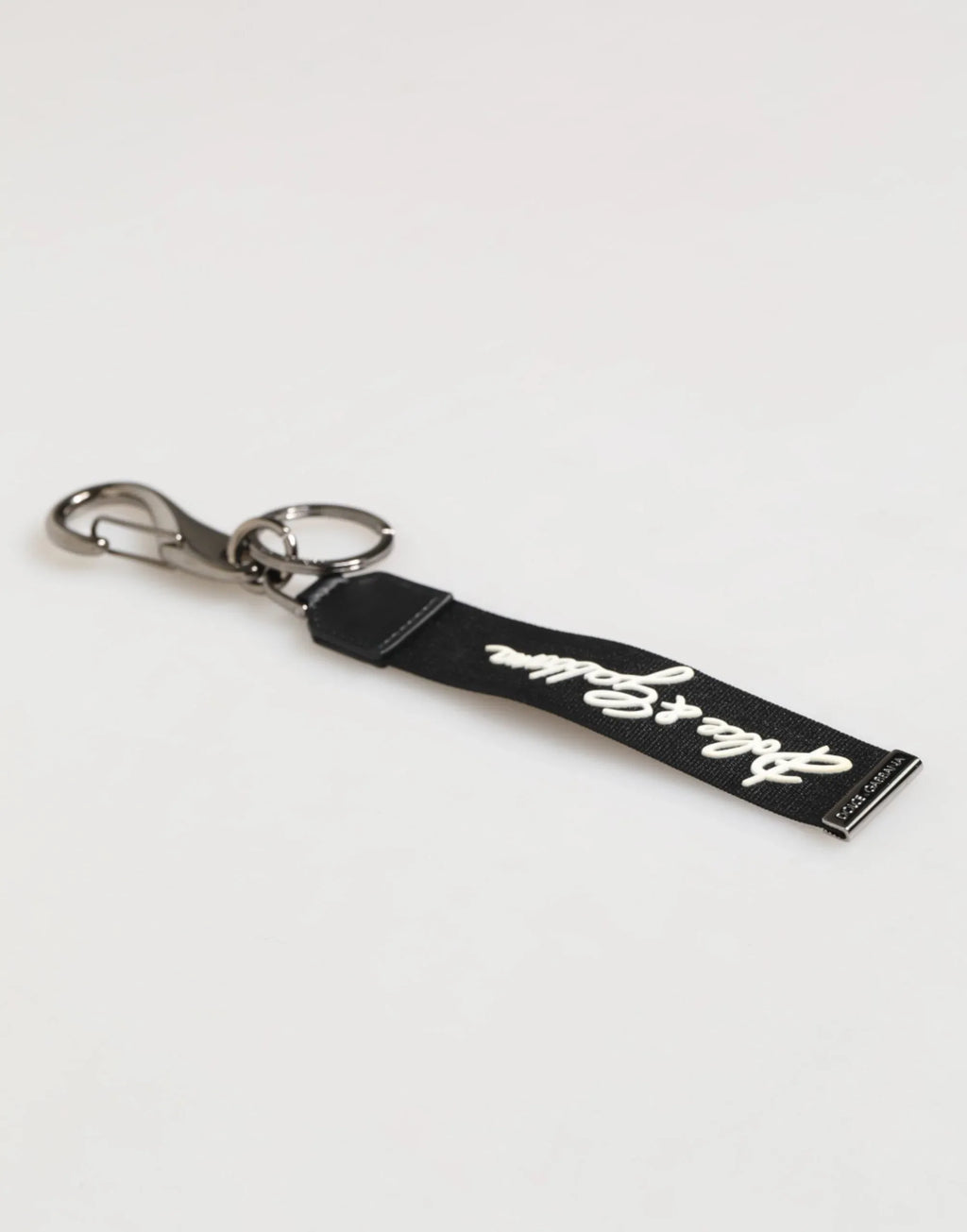 Dolce & Gabbana Black White Polyester DG Logo Silver Men Keychain Keyring - Zeiniez