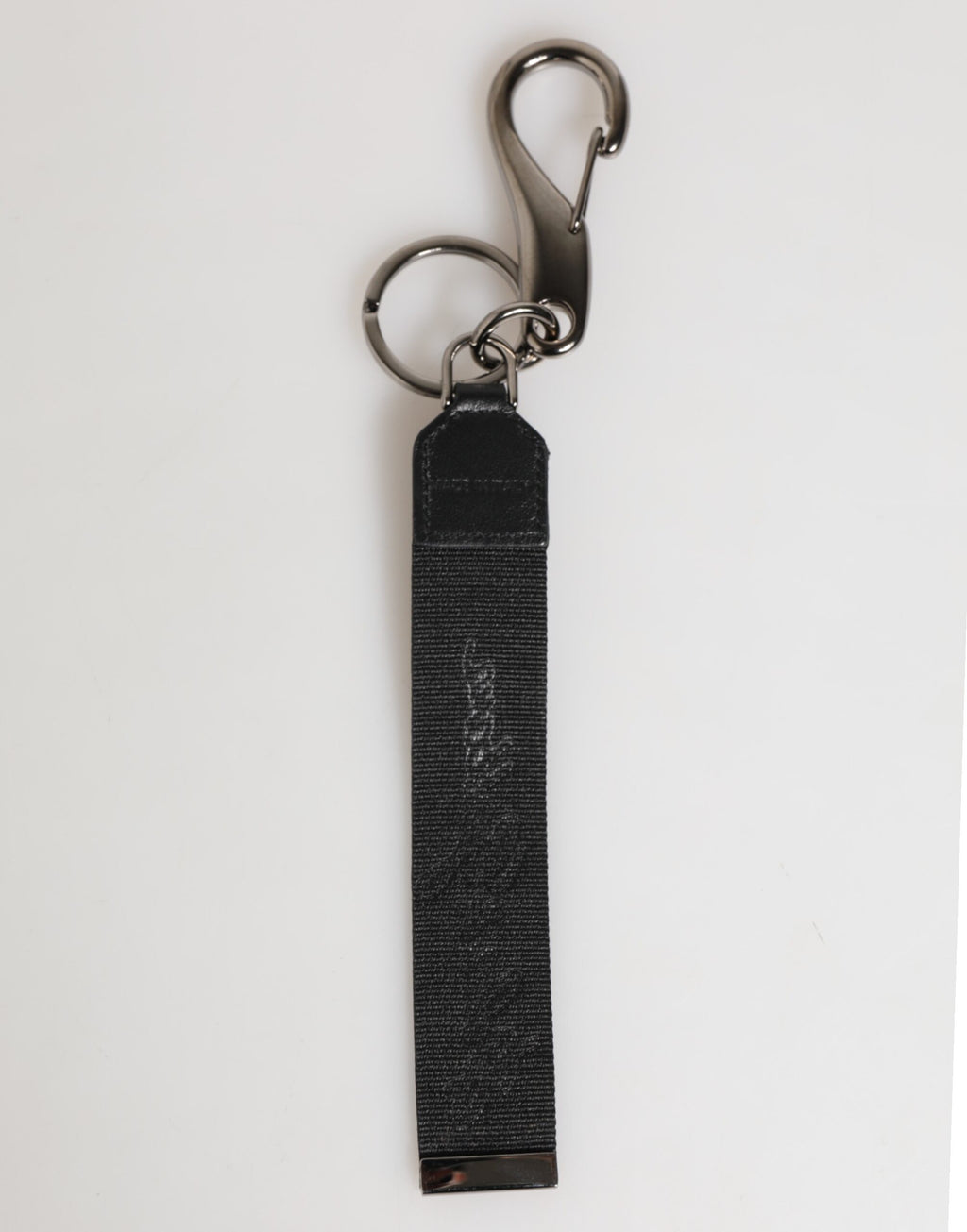 Dolce & Gabbana Black White Polyester DG Logo Silver Men Keychain Keyring