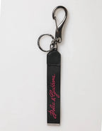 Dolce & Gabbana Black Red Polyester DG Logo Silver Men Keychain Keyring - Zeiniez