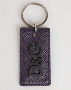 Dolce & Gabbana Violet Leather Logo Metal Ring Men Keychain Keyring - Zeiniez