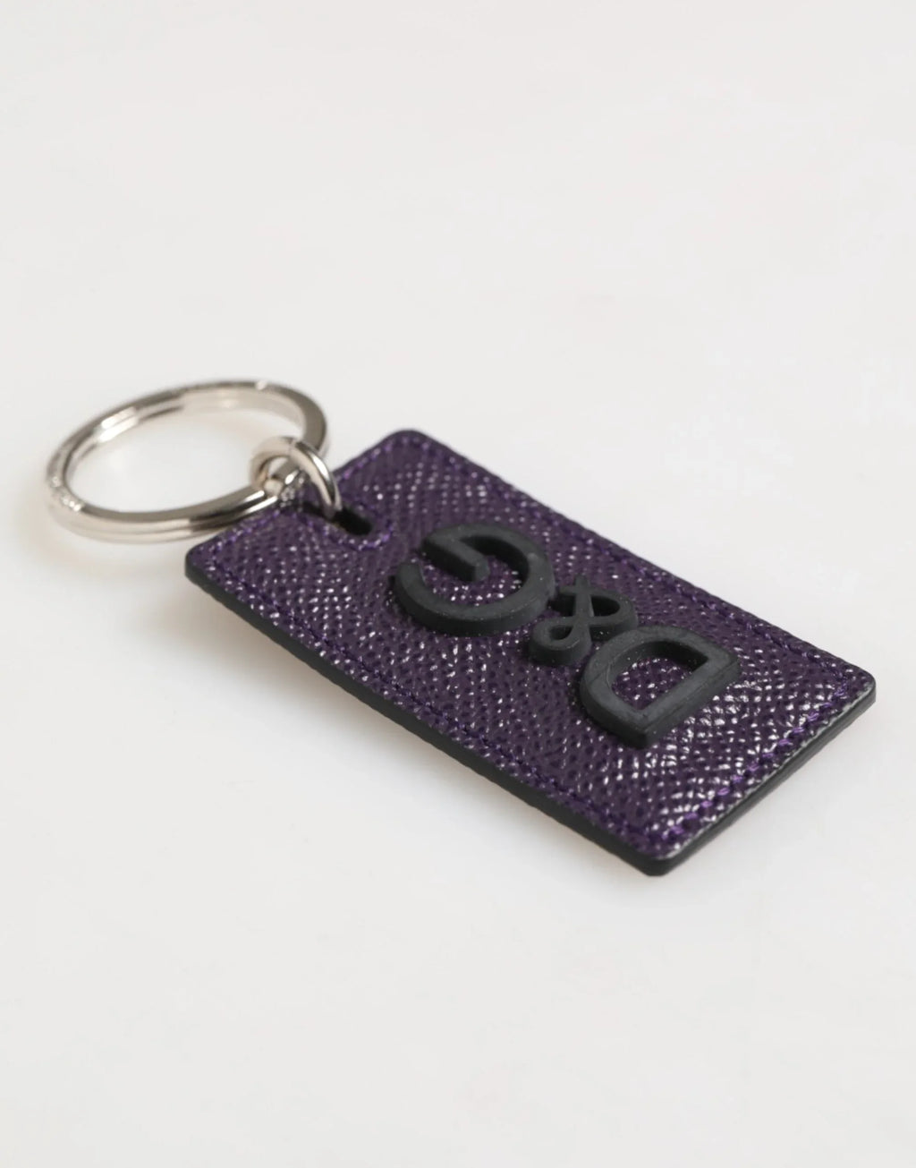 Dolce & Gabbana Violet Leather Logo Metal Ring Men Keychain Keyring - Zeiniez