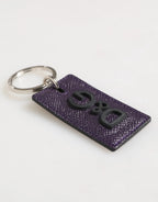 Dolce & Gabbana Violet Leather Logo Metal Ring Men Keychain Keyring - Zeiniez