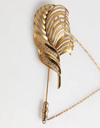 Dolce & Gabbana Gold Tone Leaf 925 Sterling Silver Crystal Chain Brooch - Zeiniez