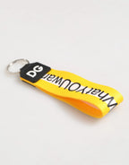 Dolce & Gabbana Yellow Logo Polyester Silver Brass Holder Keychain Keyring - Zeiniez