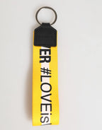 Dolce & Gabbana Yellow Logo Polyester Silver Brass Holder Keychain Keyring - Zeiniez