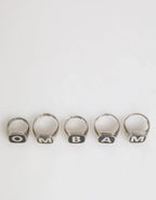 Dolce & Gabbana Silver Tone Brass Lettering Set 5 Pieces Adjustable Ring - Zeiniez