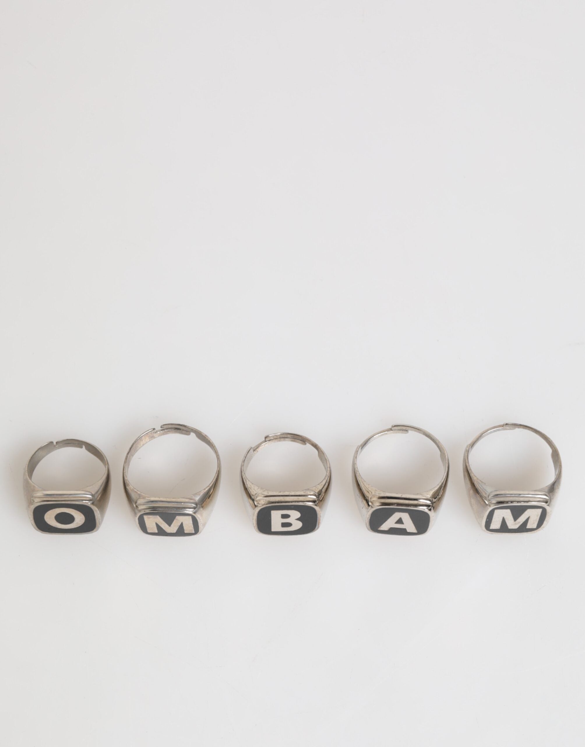 Dolce & Gabbana Silver Tone Brass Lettering Set 5 Pieces Adjustable Ring - Zeiniez