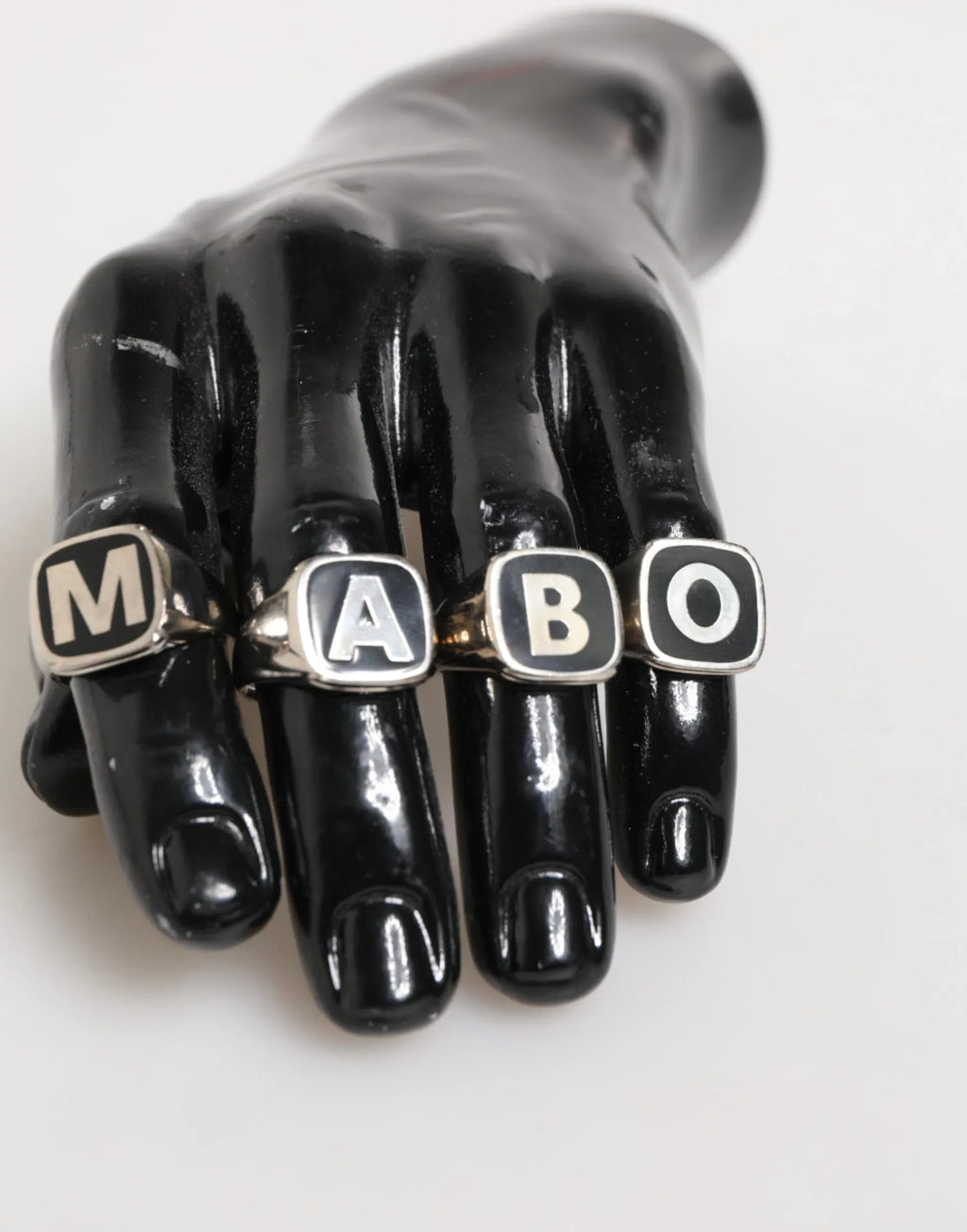 Dolce & Gabbana Silver Tone Brass Lettering Set 5 Pieces Adjustable Ring - Zeiniez