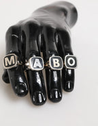 Dolce & Gabbana Silver Tone Brass Lettering Set 5 Pieces Adjustable Ring - Zeiniez