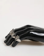 Dolce & Gabbana Silver Tone Brass Lettering Set 5 Pieces Adjustable Ring - Zeiniez