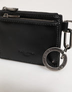 Dolce & Gabbana Black Leather Zipped Card Holder Coin Purse Keyring Wallet - Zeiniez