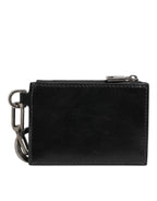 Dolce & Gabbana Black Leather Zipped Card Holder Coin Purse Keyring Wallet - Zeiniez