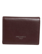 Dolce & Gabbana Leather Embossed Logo Trifold Men Card Holder Dark Brown - Zeiniez
