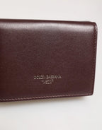 Dolce & Gabbana Leather Embossed Logo Trifold Men Card Holder Dark Brown - Zeiniez