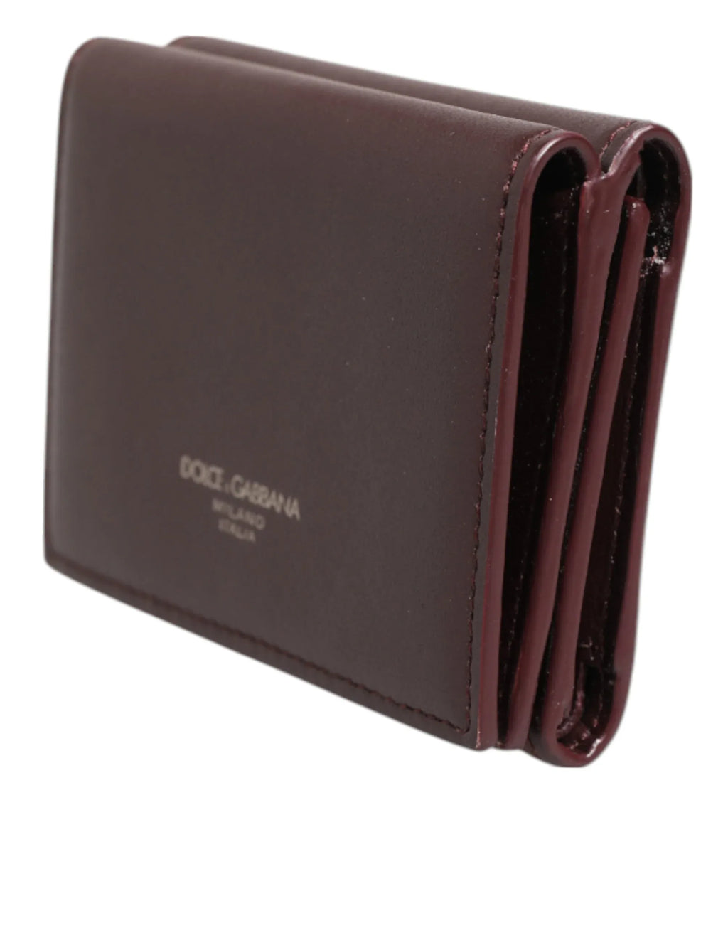 Dolce & Gabbana Leather Embossed Logo Trifold Men Card Holder Dark Brown - Zeiniez