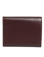 Dolce & Gabbana Leather Embossed Logo Trifold Men Card Holder Dark Brown - Zeiniez