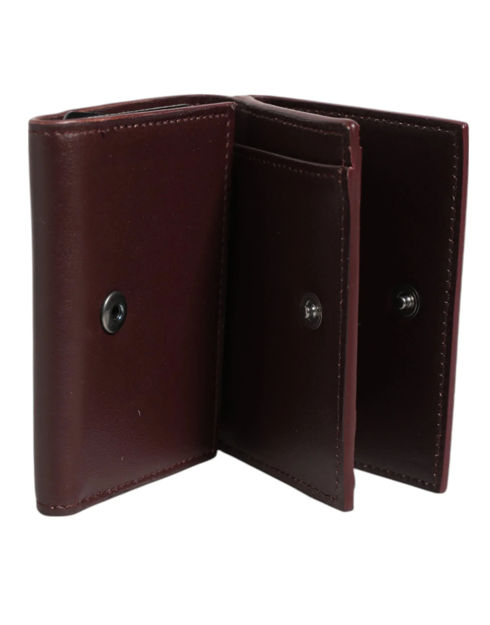 Dolce & Gabbana Leather Embossed Logo Trifold Men Card Holder Dark Brown - Zeiniez