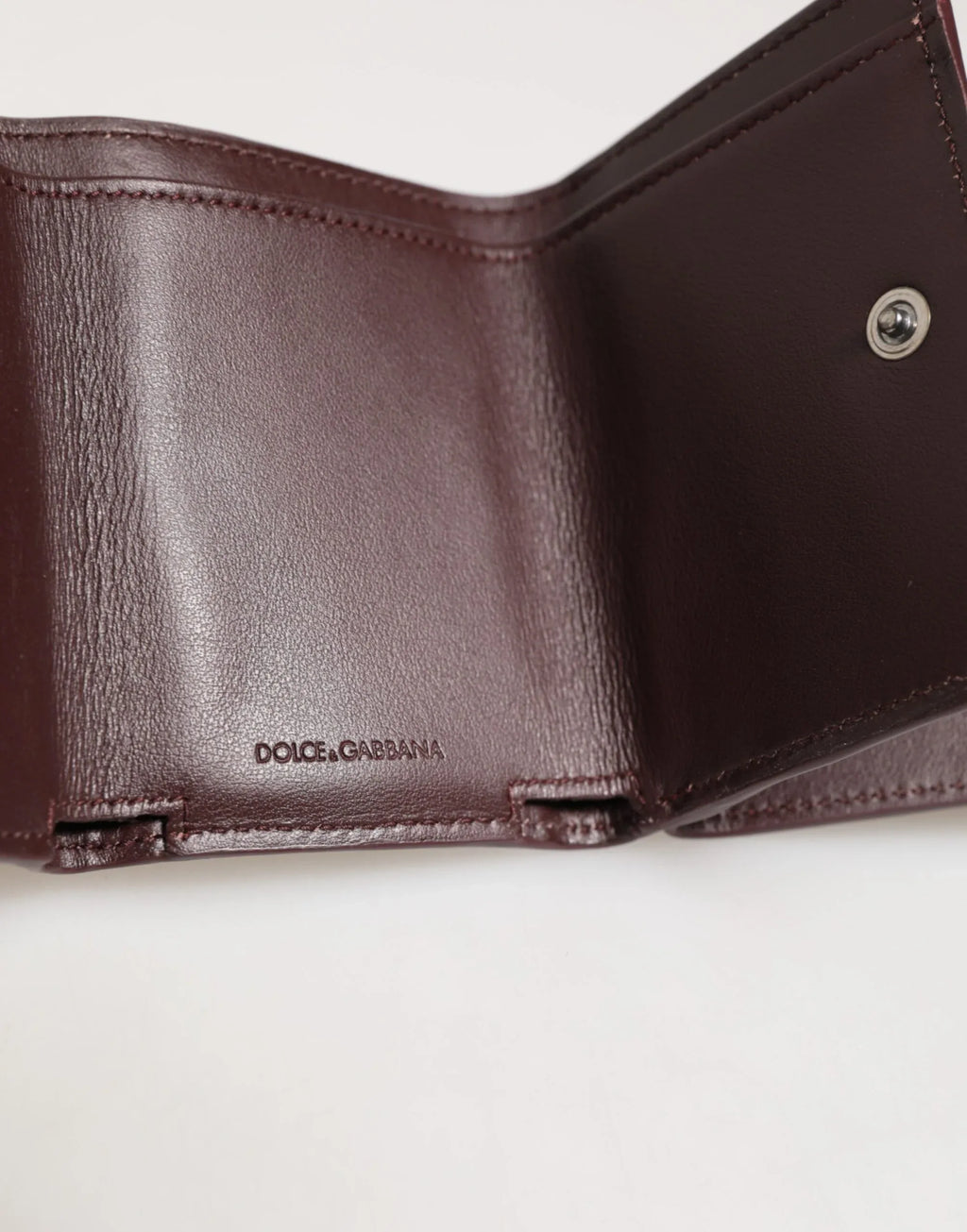 Dolce & Gabbana Leather Embossed Logo Trifold Men Card Holder Dark Brown - Zeiniez