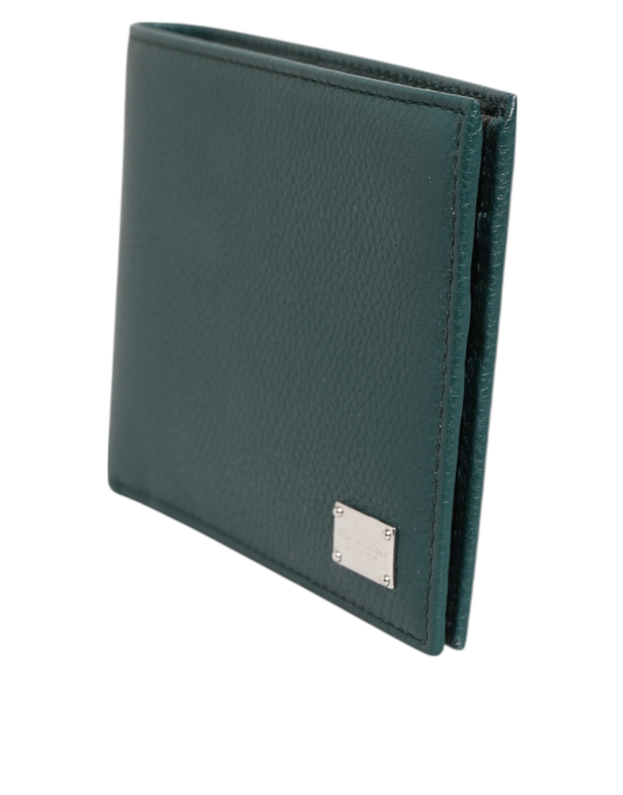 Dolce & Gabbana Green Leather DG Logo Plaque Bifold Men Card Holder Wallet - Zeiniez