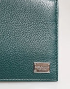 Dolce & Gabbana Green Leather DG Logo Plaque Bifold Men Card Holder Wallet - Zeiniez