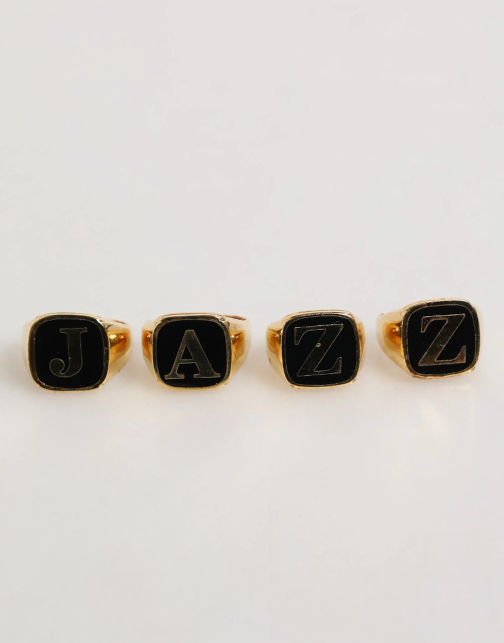 Dolce & Gabbana Gold Tone Brass JAZZ Letter Set 4 Pieces Adjustable Ring - Zeiniez