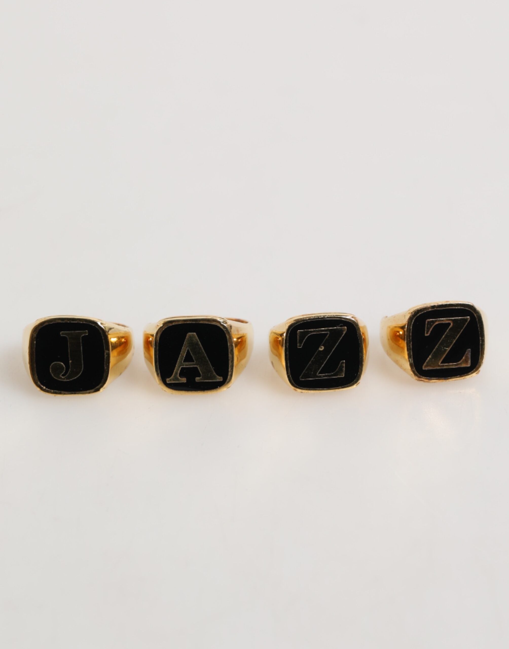 Dolce & Gabbana Gold Tone Brass JAZZ Letter Set 4 Pieces Adjustable Ring - Zeiniez