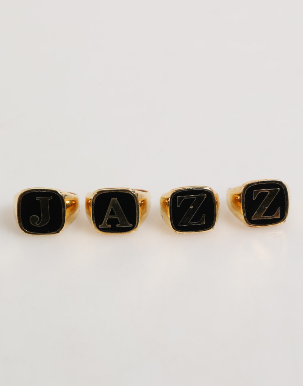 Dolce & Gabbana Gold Tone Brass JAZZ Letter Set 4 Pieces Adjustable Ring