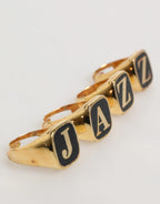 Dolce & Gabbana Gold Tone Brass JAZZ Letter Set 4 Pieces Adjustable Ring - Zeiniez