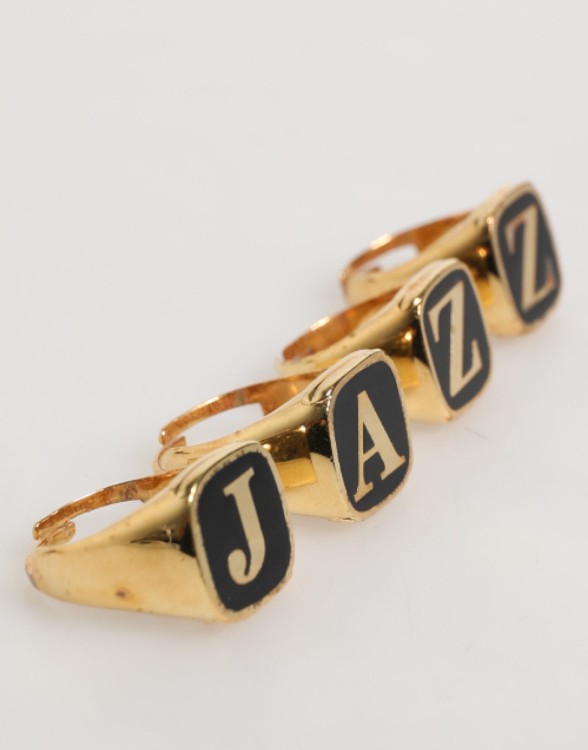 Dolce & Gabbana Gold Tone Brass JAZZ Letter Set 4 Pieces Adjustable Ring - Zeiniez