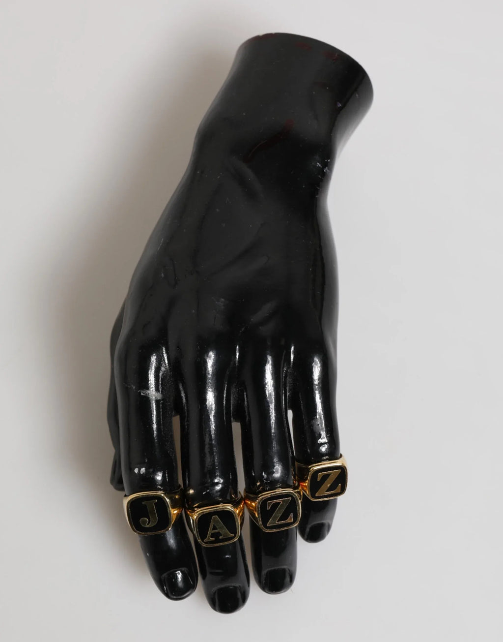 Dolce & Gabbana Gold Tone Brass JAZZ Letter Set 4 Pieces Adjustable Ring - Zeiniez