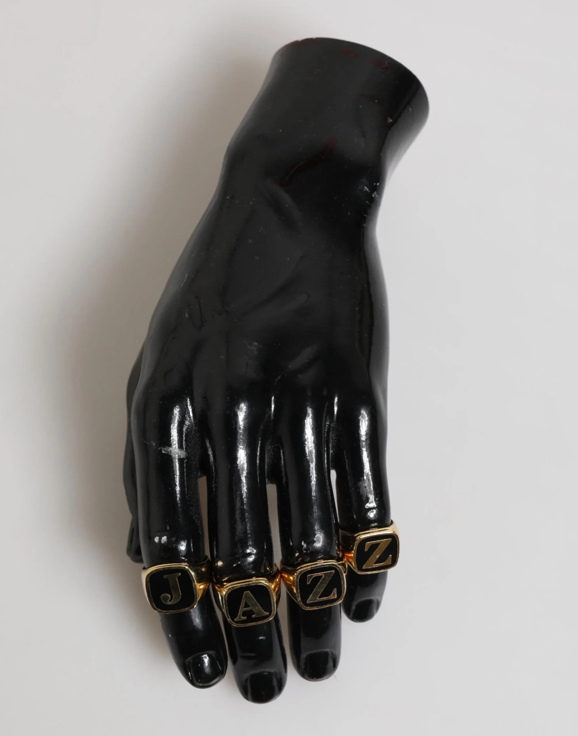 Dolce & Gabbana Gold Tone Brass JAZZ Letter Set 4 Pieces Adjustable Ring - Zeiniez