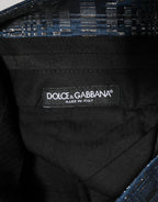 Dolce & Gabbana Blue Silver Shiny Silk Skinny Men Trouser Pants - Zeiniez