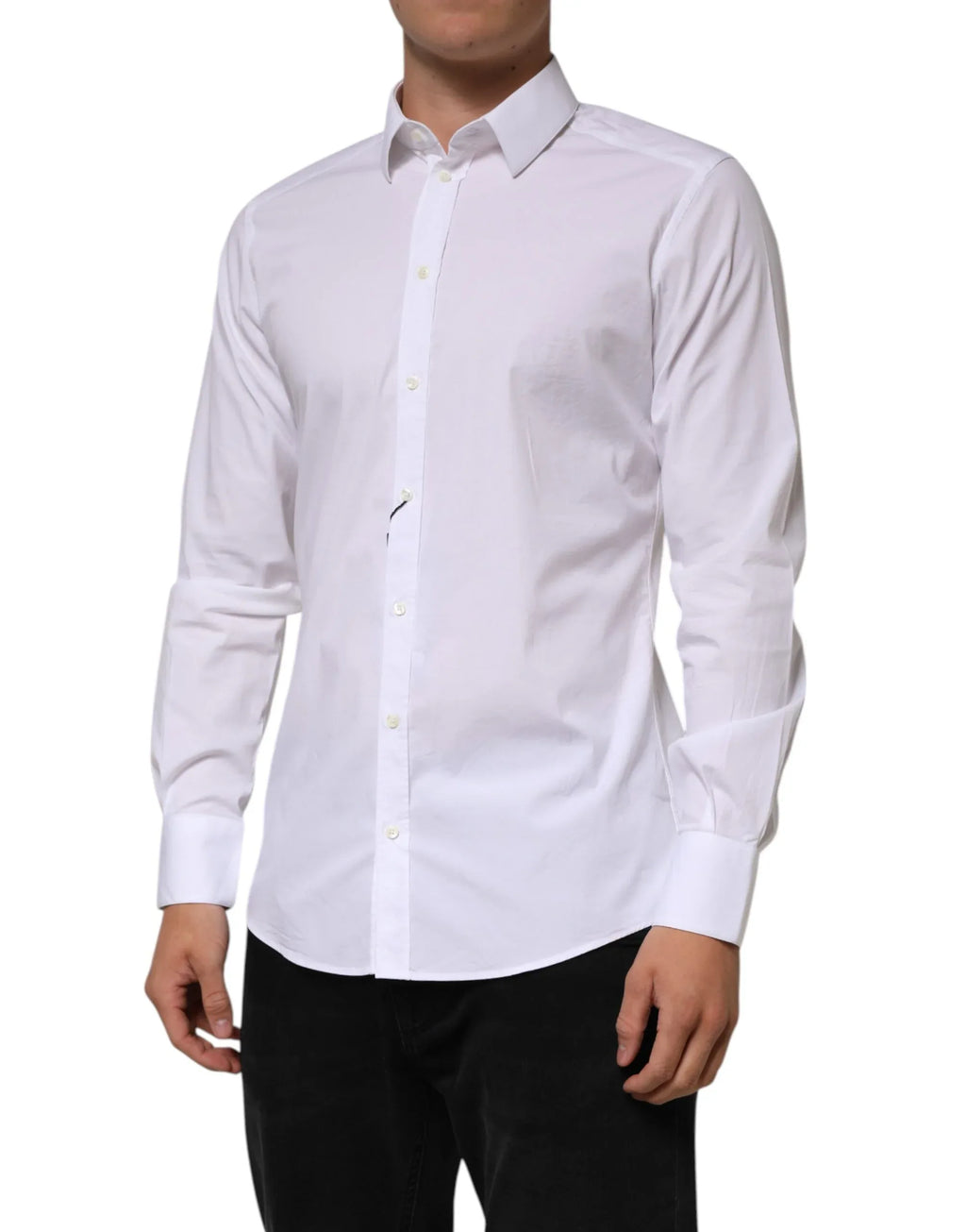 Dolce & Gabbana White Cotton GOLD Long Sleeves Formal Men Shirt - Zeiniez