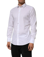 Dolce & Gabbana White Cotton GOLD Long Sleeves Formal Men Shirt - Zeiniez