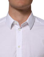 Dolce & Gabbana White Cotton GOLD Long Sleeves Formal Men Shirt - Zeiniez