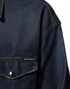 Dolce & Gabbana Blue Denim Button Casual Logo Patch Men Shirt - Zeiniez
