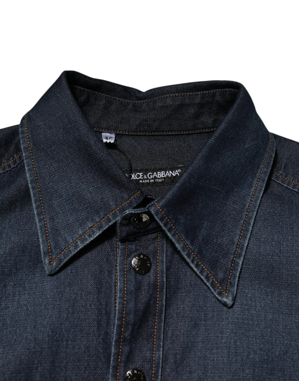 Dolce & Gabbana Blue Denim Button Casual Logo Patch Men Shirt - Zeiniez