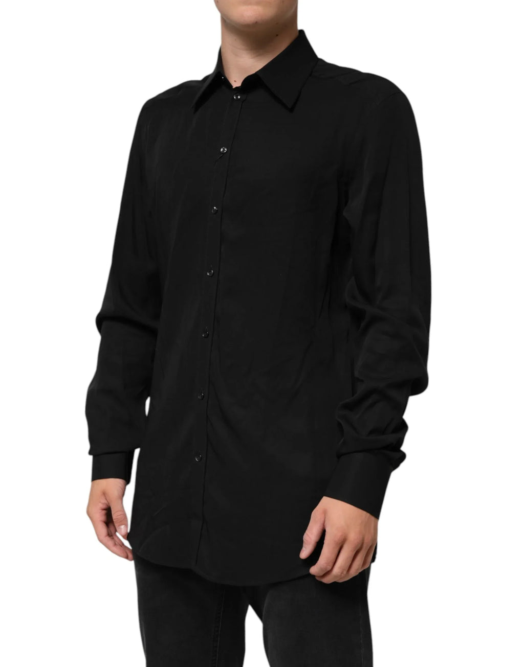 Dolce & Gabbana Black Viscose Long Sleeve Formal Dress Shirt - Zeiniez