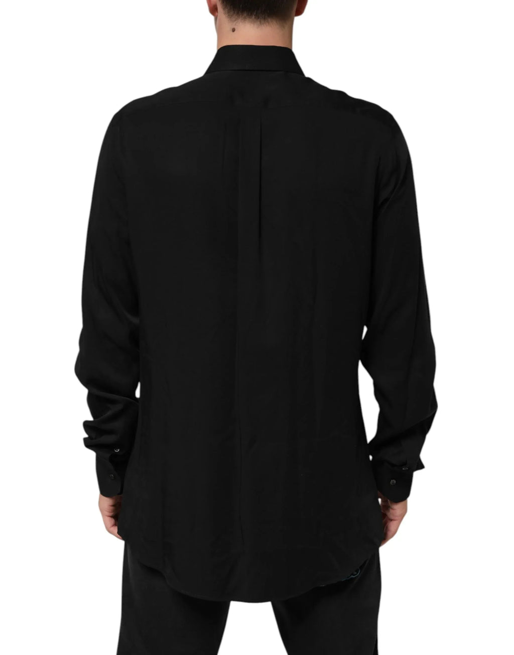 Dolce & Gabbana Black Viscose Long Sleeve Formal Dress Shirt - Zeiniez
