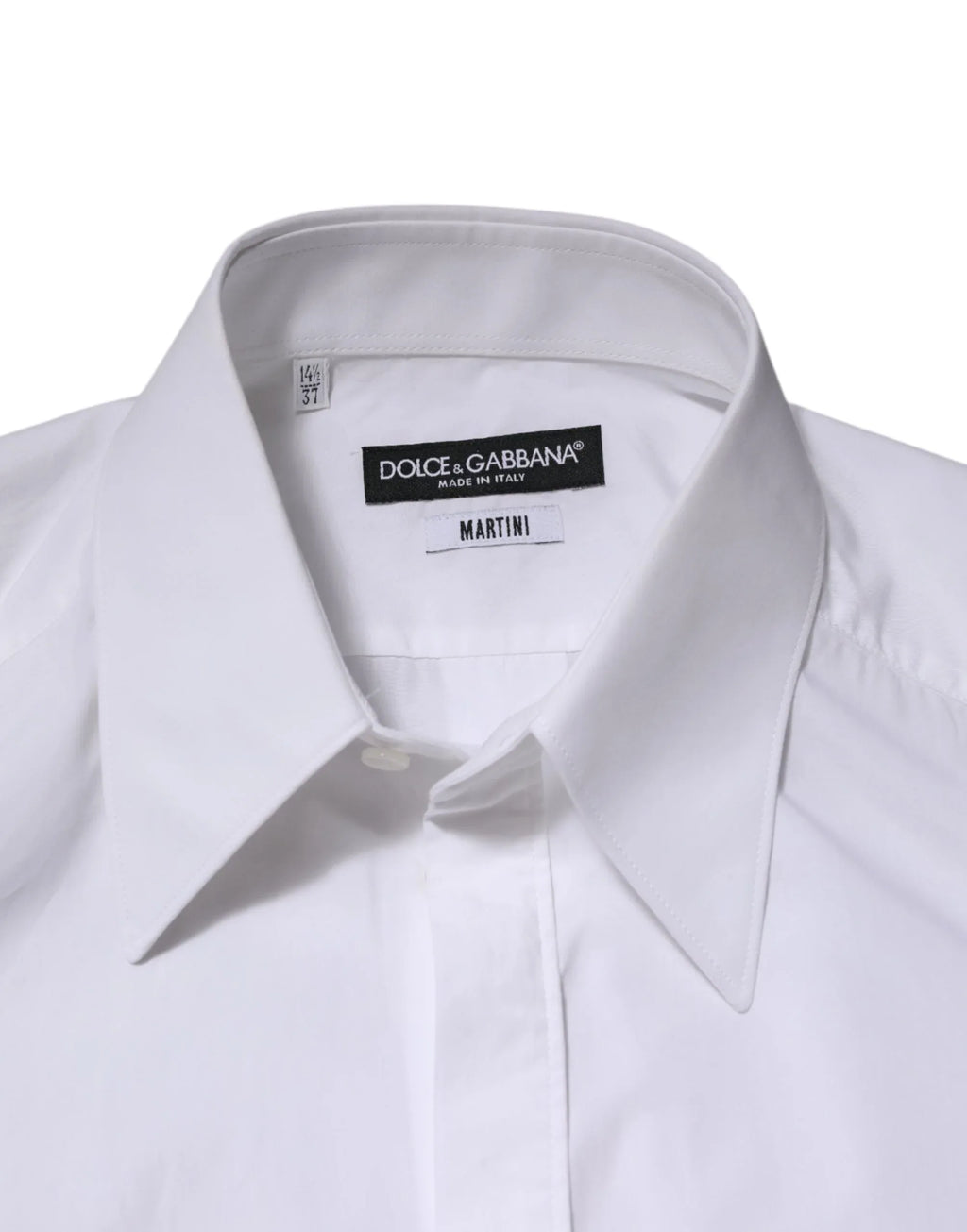 Dolce & Gabbana White Cotton MARTINI Long Sleeve Dress Shirt - Zeiniez