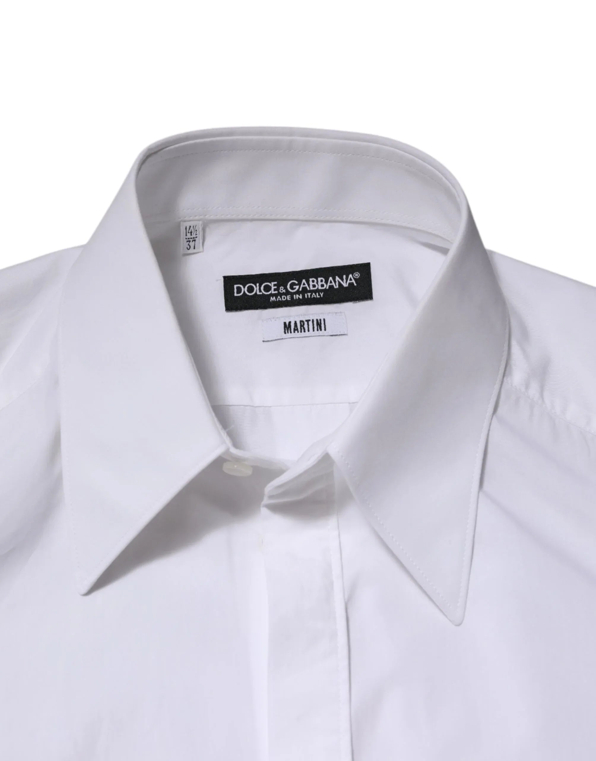 Dolce & Gabbana White Cotton MARTINI Long Sleeve Dress Shirt - Zeiniez