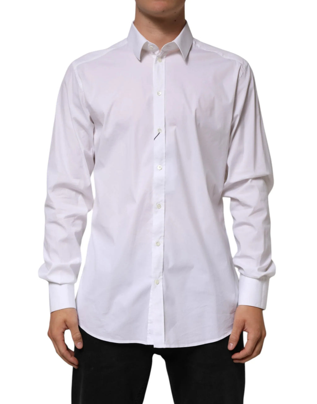 Dolce & Gabbana White Cotton GOLD Long Sleeves Formal Shirt - Zeiniez