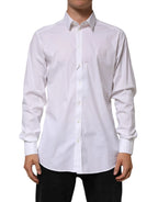 Dolce & Gabbana White Cotton GOLD Long Sleeves Formal Shirt - Zeiniez