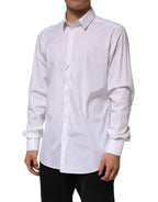 Dolce & Gabbana White Cotton GOLD Long Sleeves Formal Shirt - Zeiniez