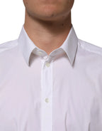 Dolce & Gabbana White Cotton GOLD Long Sleeves Formal Shirt - Zeiniez